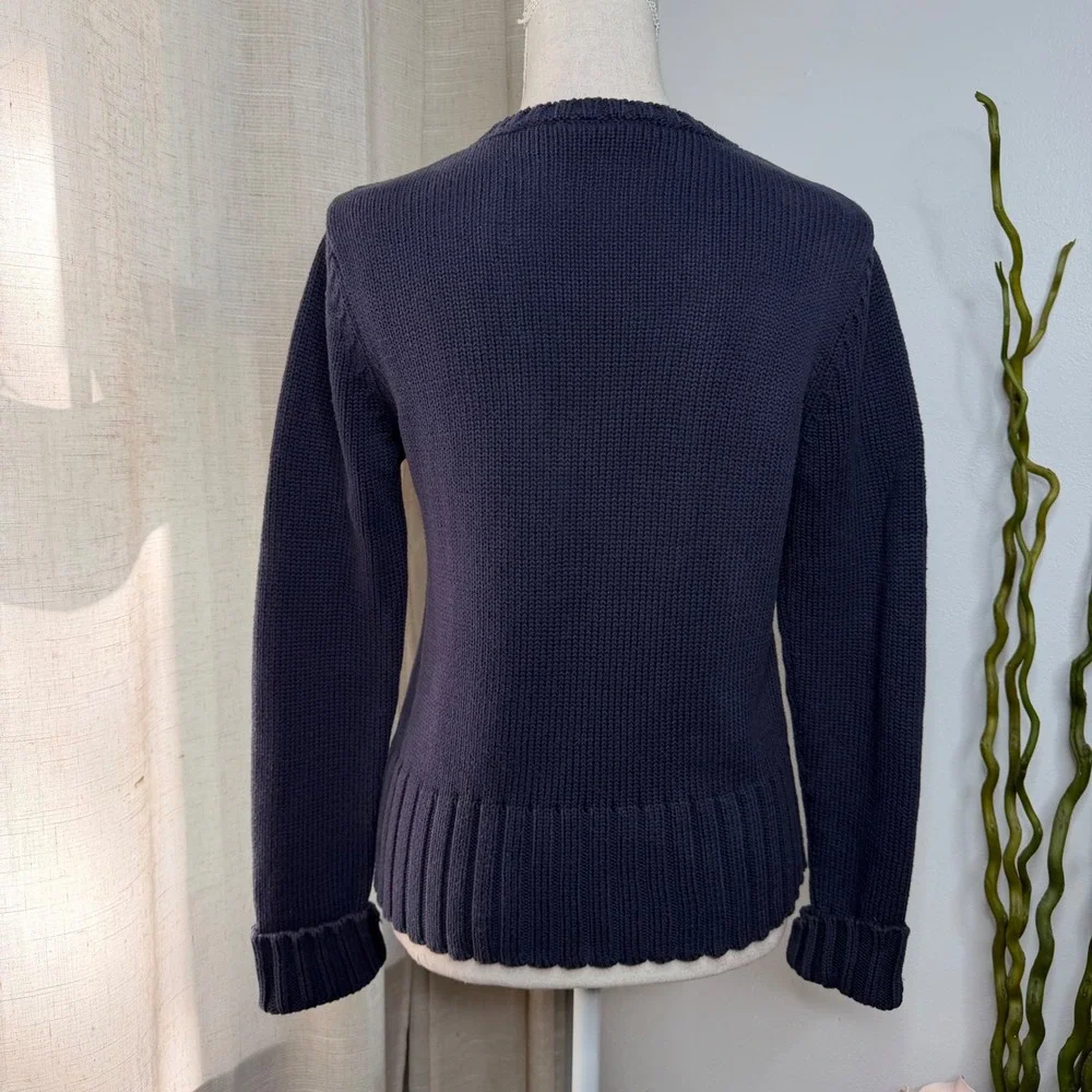 Vintage Polo Jeans Ralph Lauren USA Flag Knit Sweater Navy Blue Women's Medium - Picture 2 of 8